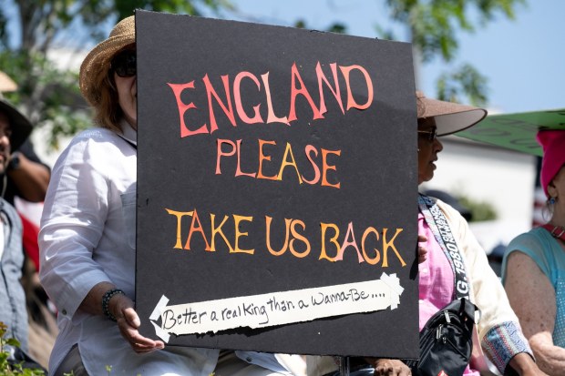 Thousands of No Kings protesters marched against the policies of the Trump administration in Los Angeles on Saturday, June 14, 2025. Thousands of protesters turned out (Photo by David Crane, Los Angeles Daily News/SCNG)