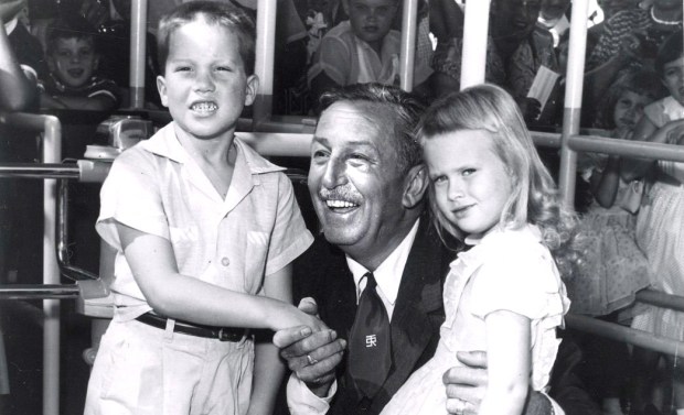 Michael Schwartner and his cousin Christine Vess Watkins were honored as Disneyland's first guests on July 18, 1955. (Courtesy of Walt Disney Productions)
