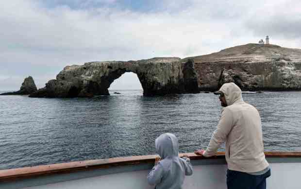 Forty-foot-high Arch Rock and the light station are visible on approach to East Anacapa Island, CA on Monday, April 14, 2025. The natural bridge is a symbol of Anacapa and Channel Islands National Park. (Photo by Paul Bersebach, Orange County Register/SCNG)