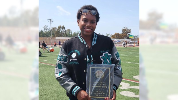 Aliso Niguel track and field athlete Jaslene Massey is the Orange County girls athlete of the week for April 1, 2025. (Photo by Lou Ponsi)