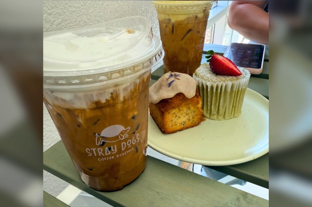 The Greyhound and Earl Grey crumb-cake from Stray Dogs Coffee in Riverside. (Mercedes Cannon-Tran/SCNG)