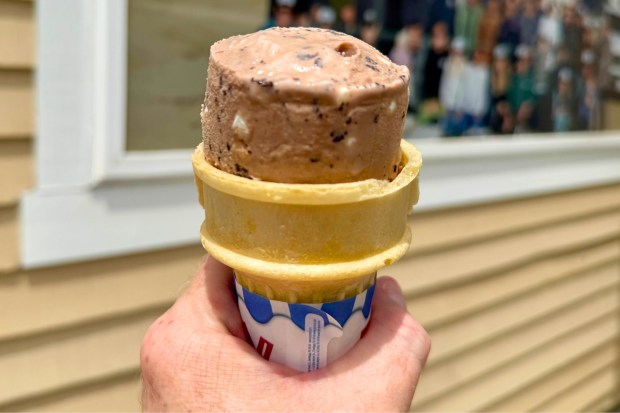 A cylindrical scoop of Chocolate Malted Krunch at Killer Dana Surf Shop. (Photo by Brock Keeling, Orange County Register/SCNG)