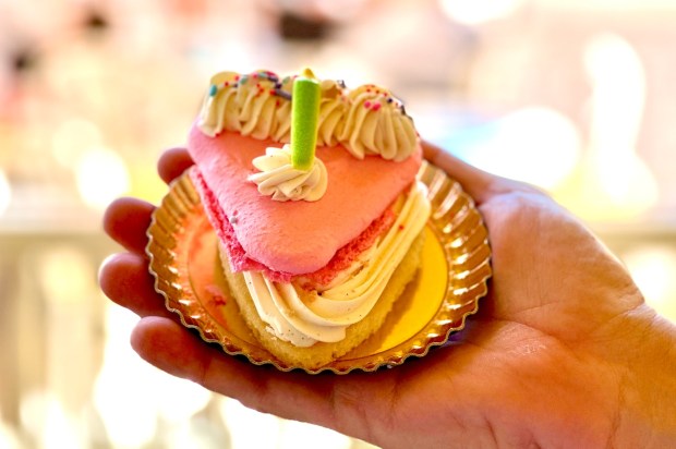 Strawberry Shortcake Macaron available at Jolly Holiday Bakery Cafe during Disneyland's 70th anniversary celebration. (Brady MacDonald/Orange County Register/SCNG)