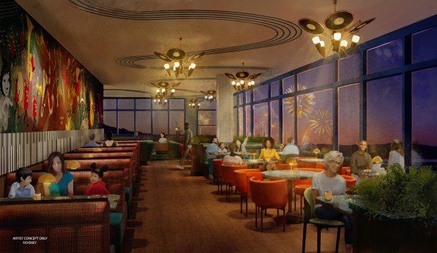 Concept art of the High Key Club concierge lounge at the Disneyland Hotel. (Courtesy of Disney)