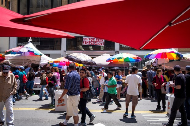 Fiesta Broadway will return to downtown Los Angeles on April 27 with live music, food, Lucha Libre wrestling and more. ( Photo by David Crane/Los Angeles Daily News/SCNG)