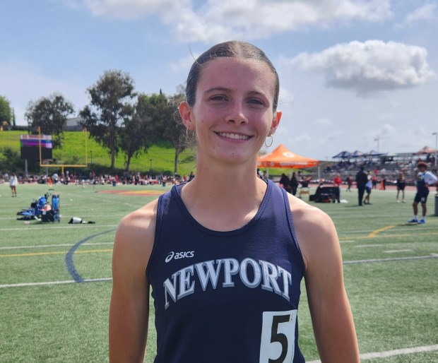 Newport Harbor's Natalie McCarty is the Orange County leader in the 300 hurdles.(Photo by Lou Ponsi)