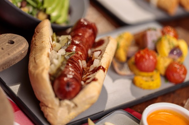 Smoked Honey BBQ Sausage available at Boardwalk BBQ during Knott's Summer Nights. (Courtesy of Knott's Berry Farm)