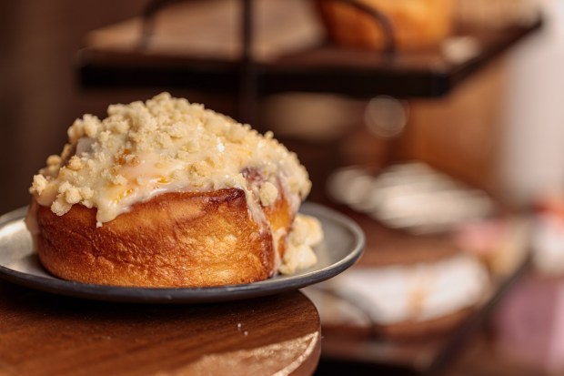 Peach Cobbler Cinnamon Roll available at Ghost Town Bakery during Knott's Summer Nights. (Courtesy of Knott's Berry Farm)