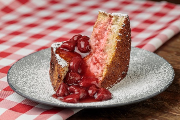 Strawberry Cheesecake Deep Fried French Toast available at Sutter's Funnel Cake during Knott's Summer Nights. (Courtesy of Knott's Berry Farm)