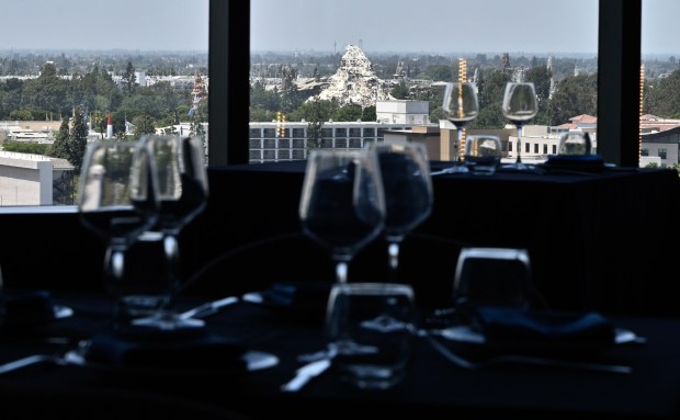The Matterhorn Bobsleds at Disneyland can be seen from Top of The V Restaurant & Bar atop The VIV Hotel in Anaheim, CA, on Tuesday, May 20, 2025. (Photo by Jeff Gritchen, Orange County Register/SCNG)