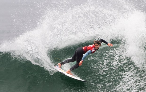 Caroline Marks won her elimination round at the Trestles Pro south of San Clemente, CA on Wednesday, June 11, 2025. The event is part of the World Surf League tour. (Photo by Paul Bersebach, Orange County Register/SCNG)