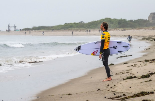 Jordy Smith pauses before his first heat in the Lexus Trestles Pro south of San Clemente, CA on Tuesday, June 10, 2025. The event is part of the World Surf League tour. (Photo by Paul Bersebach, Orange County Register/SCNG)