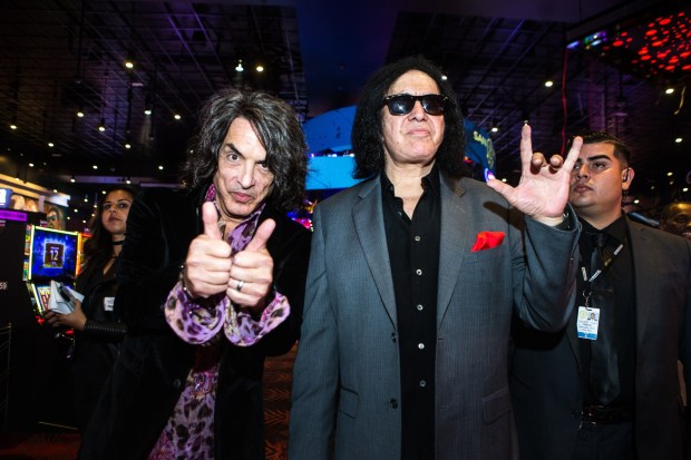 Paul Stanley, left, Gene Simmons of Kiss, co-founders of Rock and Brews restaurant. (Photo by Watchara Phomicinda, The Press-Enterprise/SCNG)