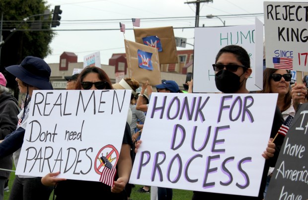 Hundreds attended the 'No Kings Day' protest in El Segundo on Saturday, June 14, 2025. (photo by Michael Hixon/SCNG)