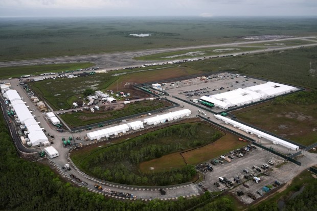 The new migrant detention facility, Alligator Alcatraz, is located at Dade-Collier Training and Transition facility in the Florida Everglades, shown July 4, 2025, in Ochopee, Fla. (AP Photo/Rebecca Blackwell)
